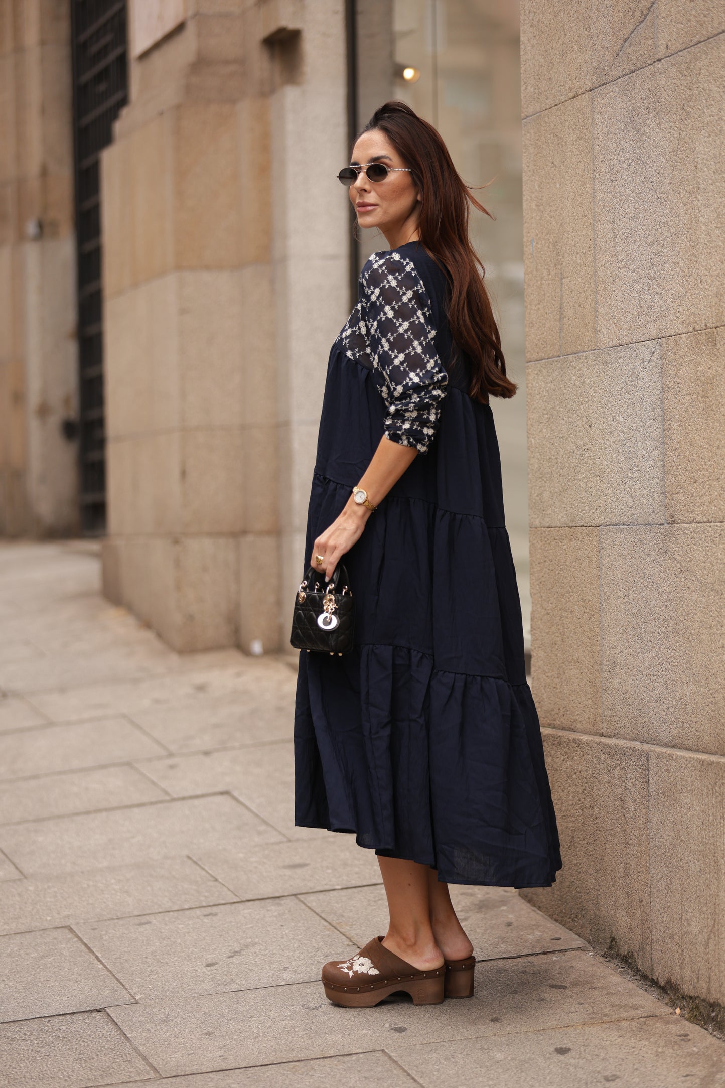 Vestido comprido azul