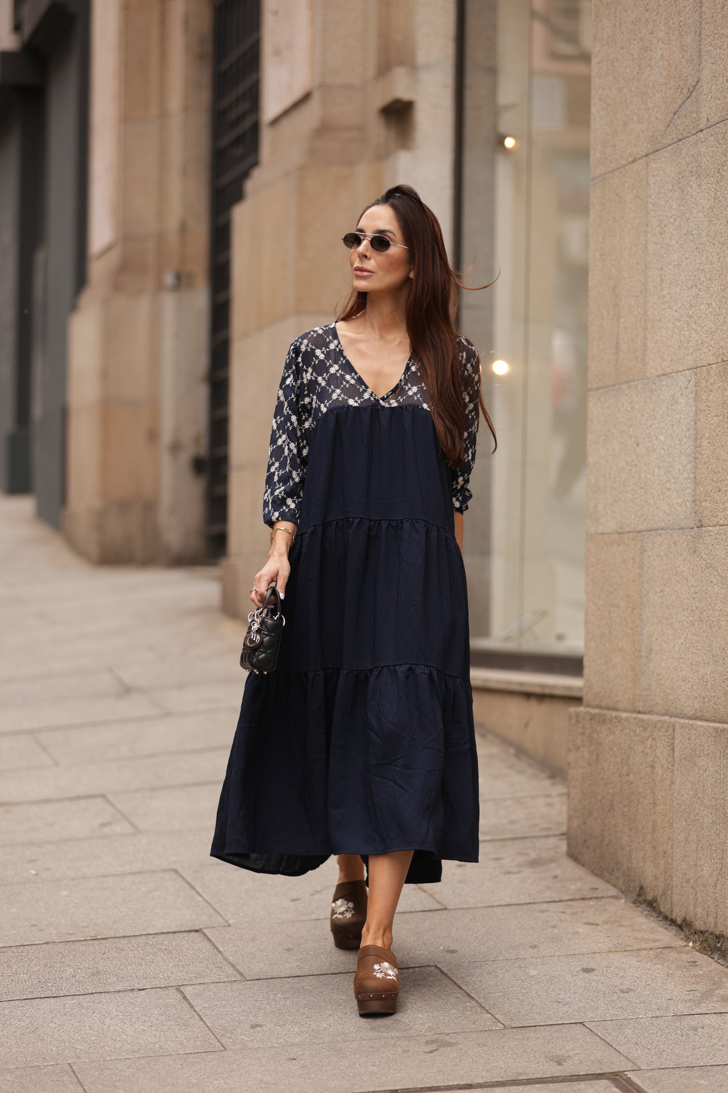 Vestido comprido azul
