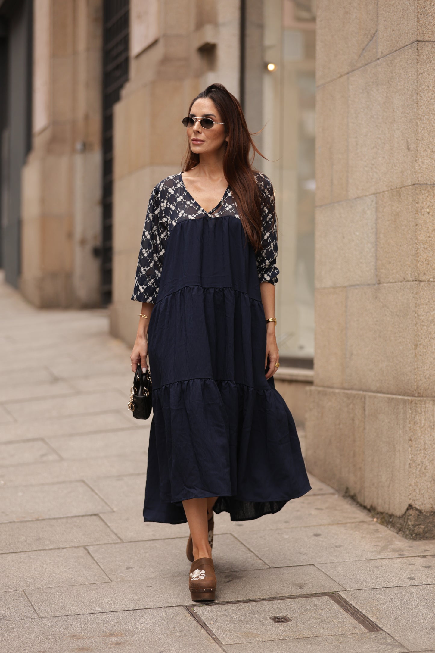 Vestido comprido azul