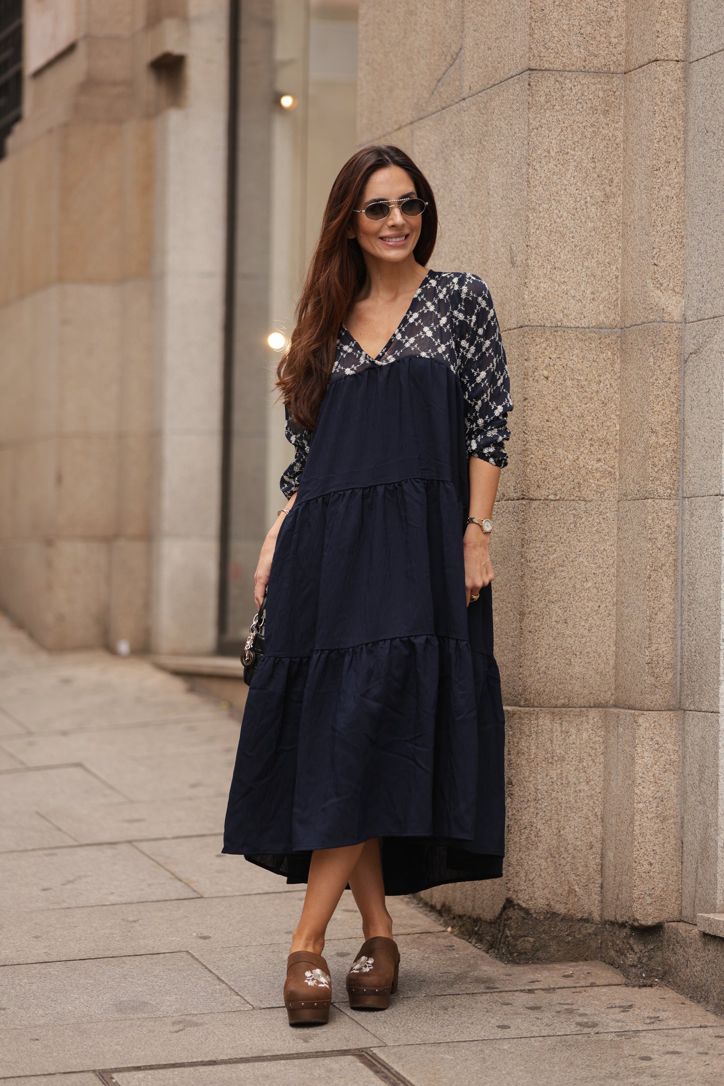 Vestido comprido azul