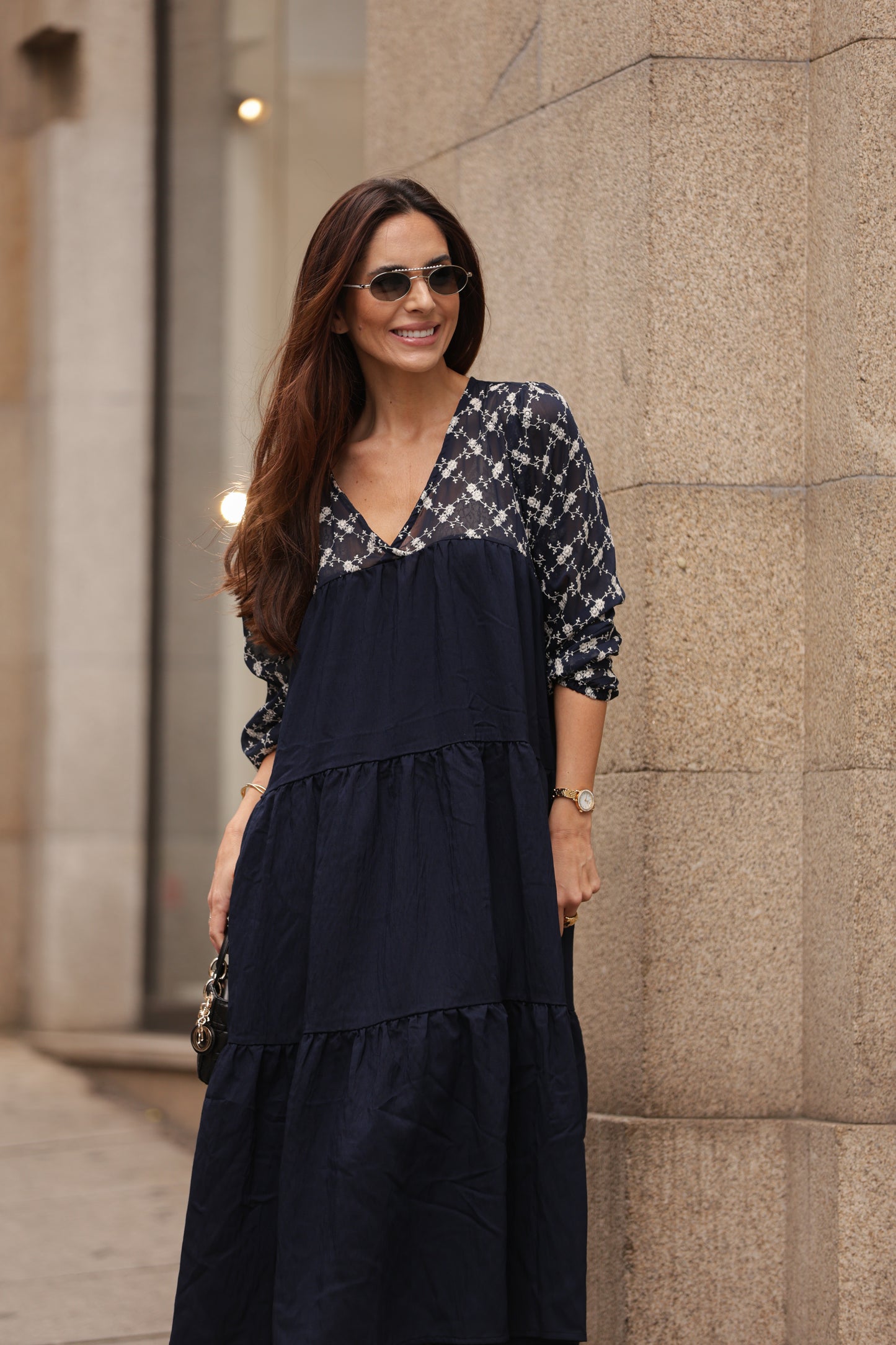 Vestido comprido azul