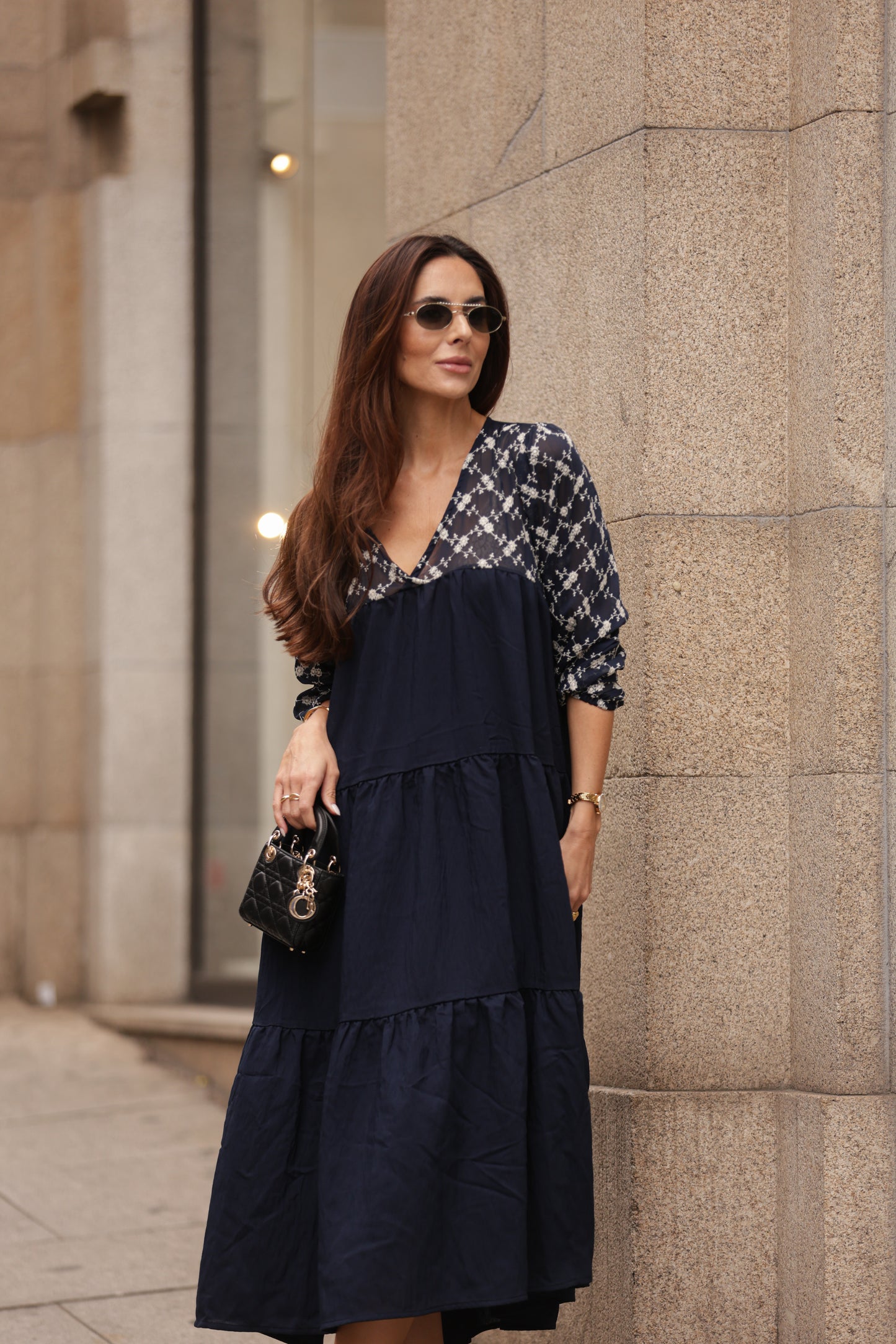 Vestido comprido azul