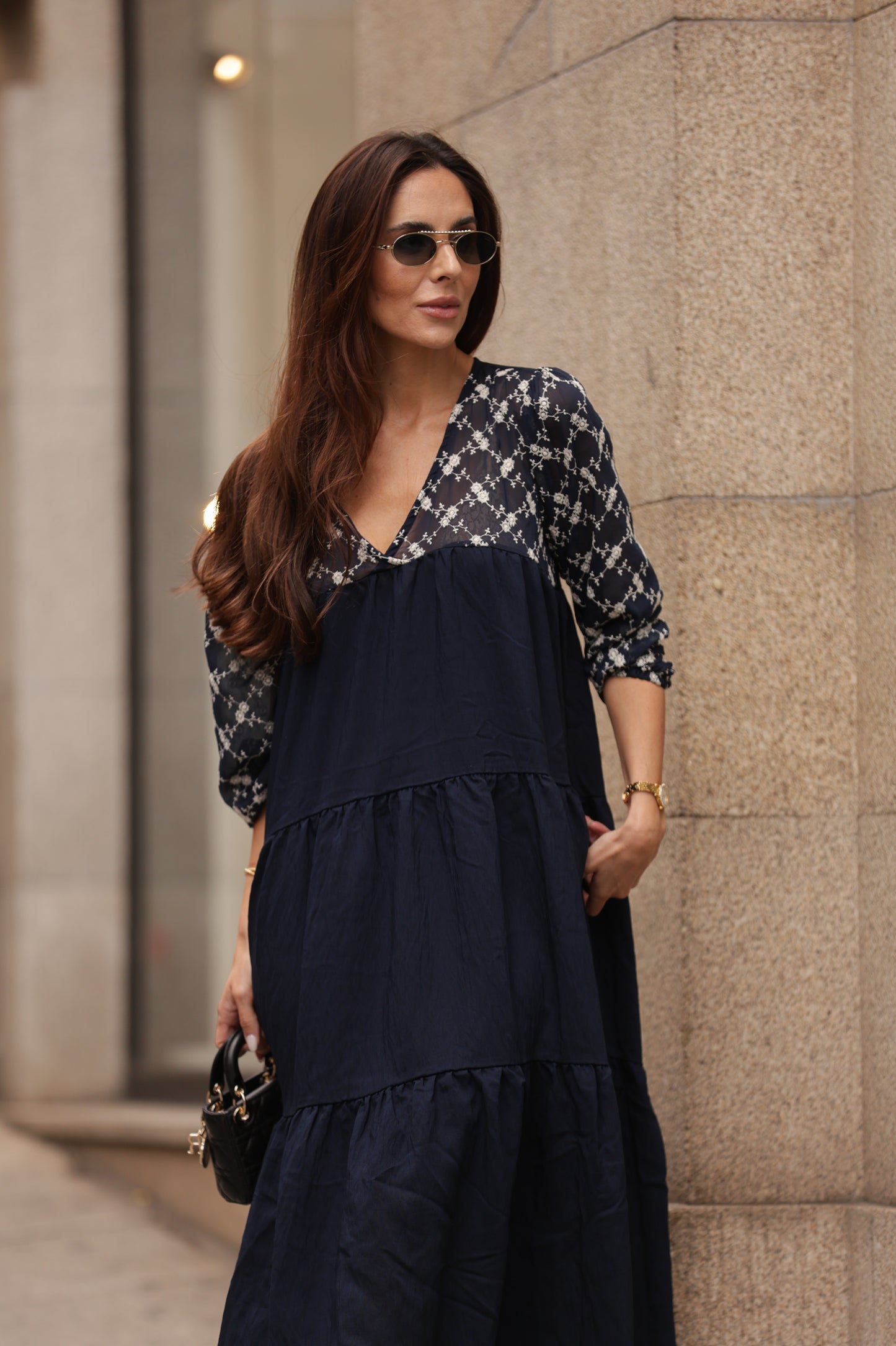 Vestido comprido azul