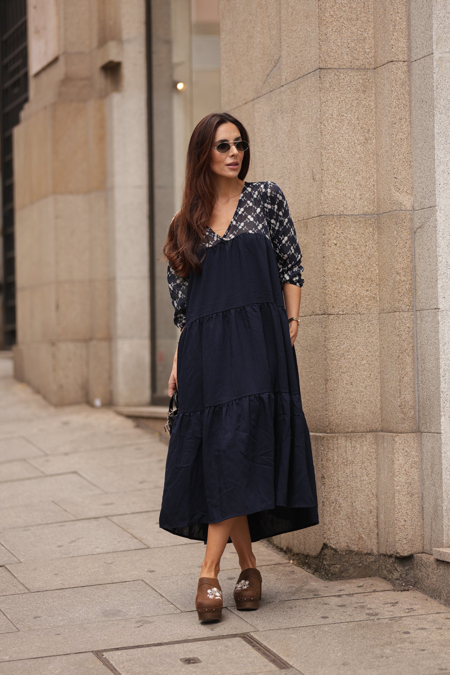 Vestido comprido azul