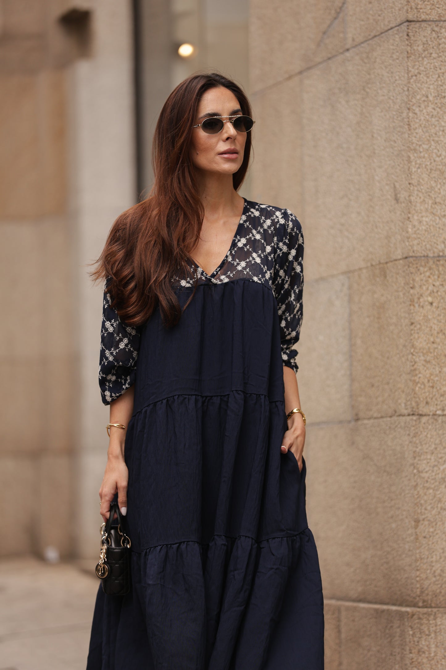 Vestido comprido azul