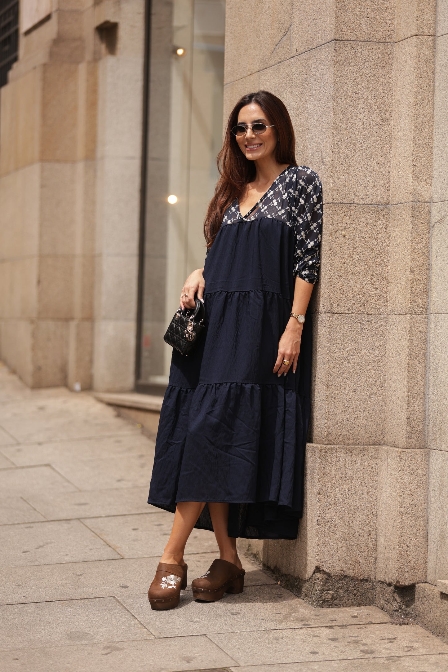 Vestido comprido azul