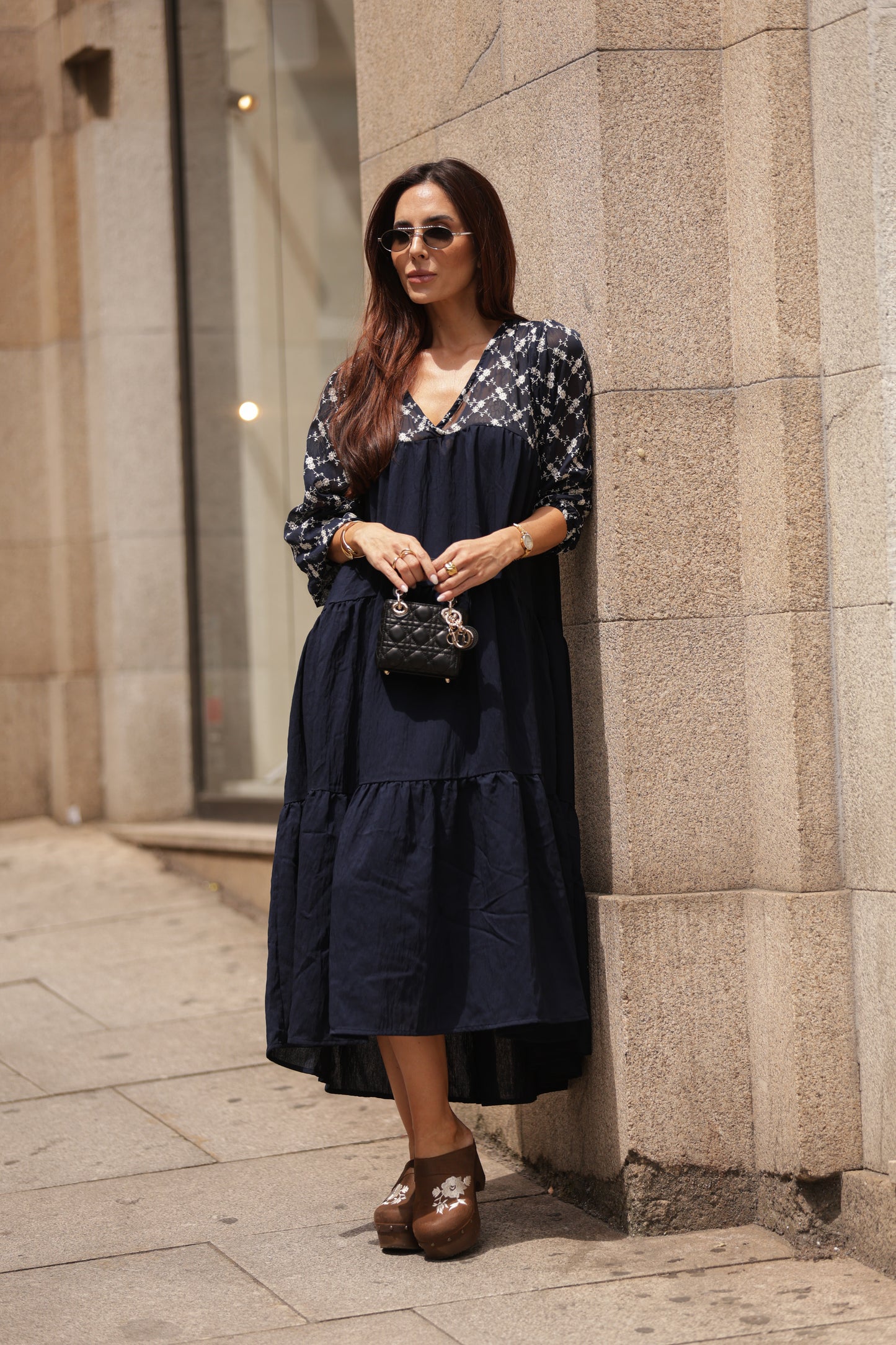 Vestido comprido azul