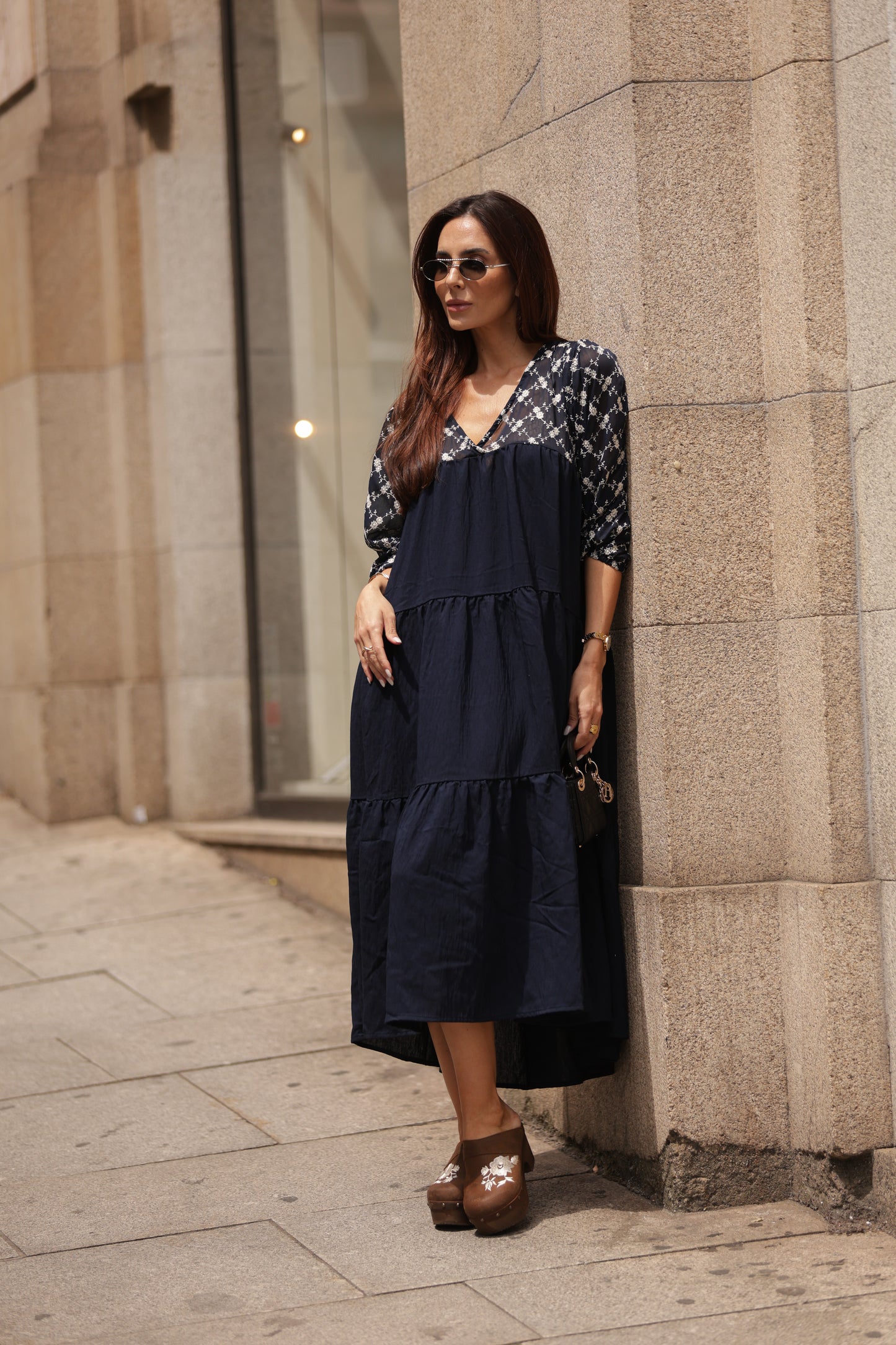 Vestido comprido azul