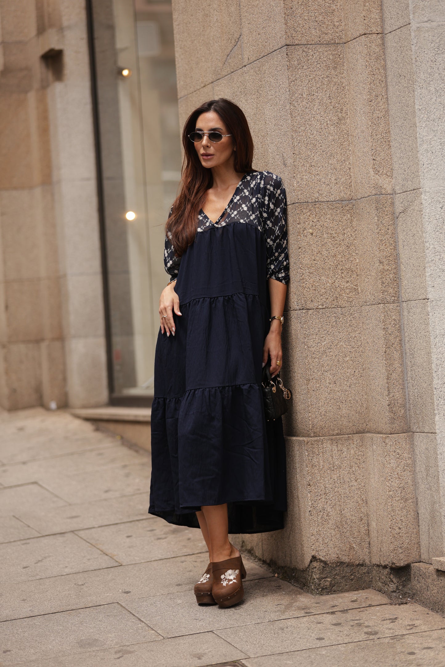 Vestido comprido azul