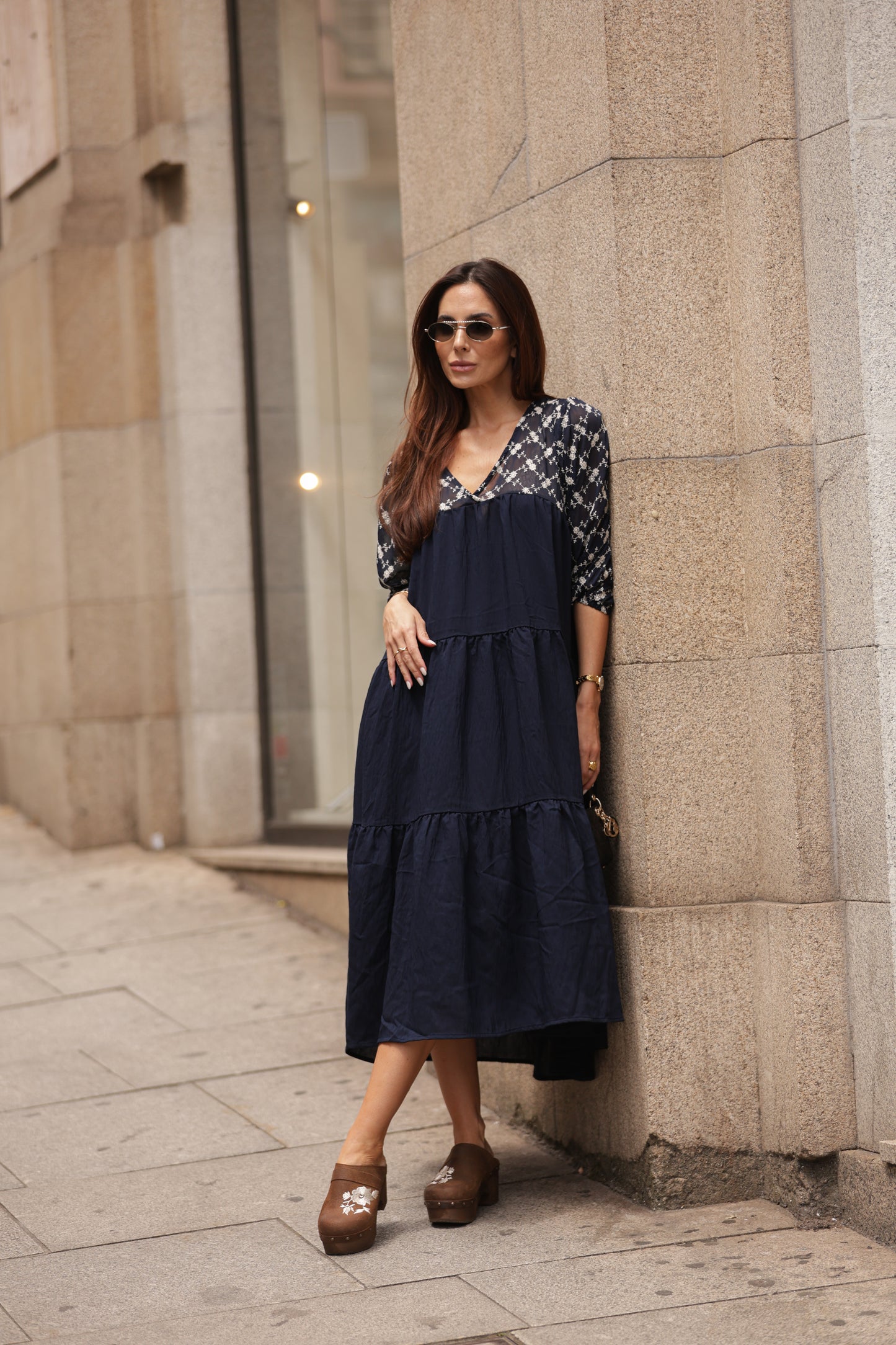 Vestido comprido azul