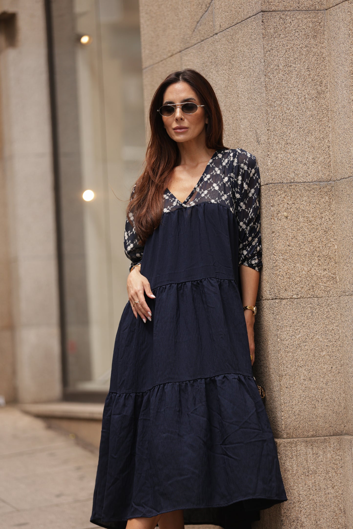 Vestido comprido azul