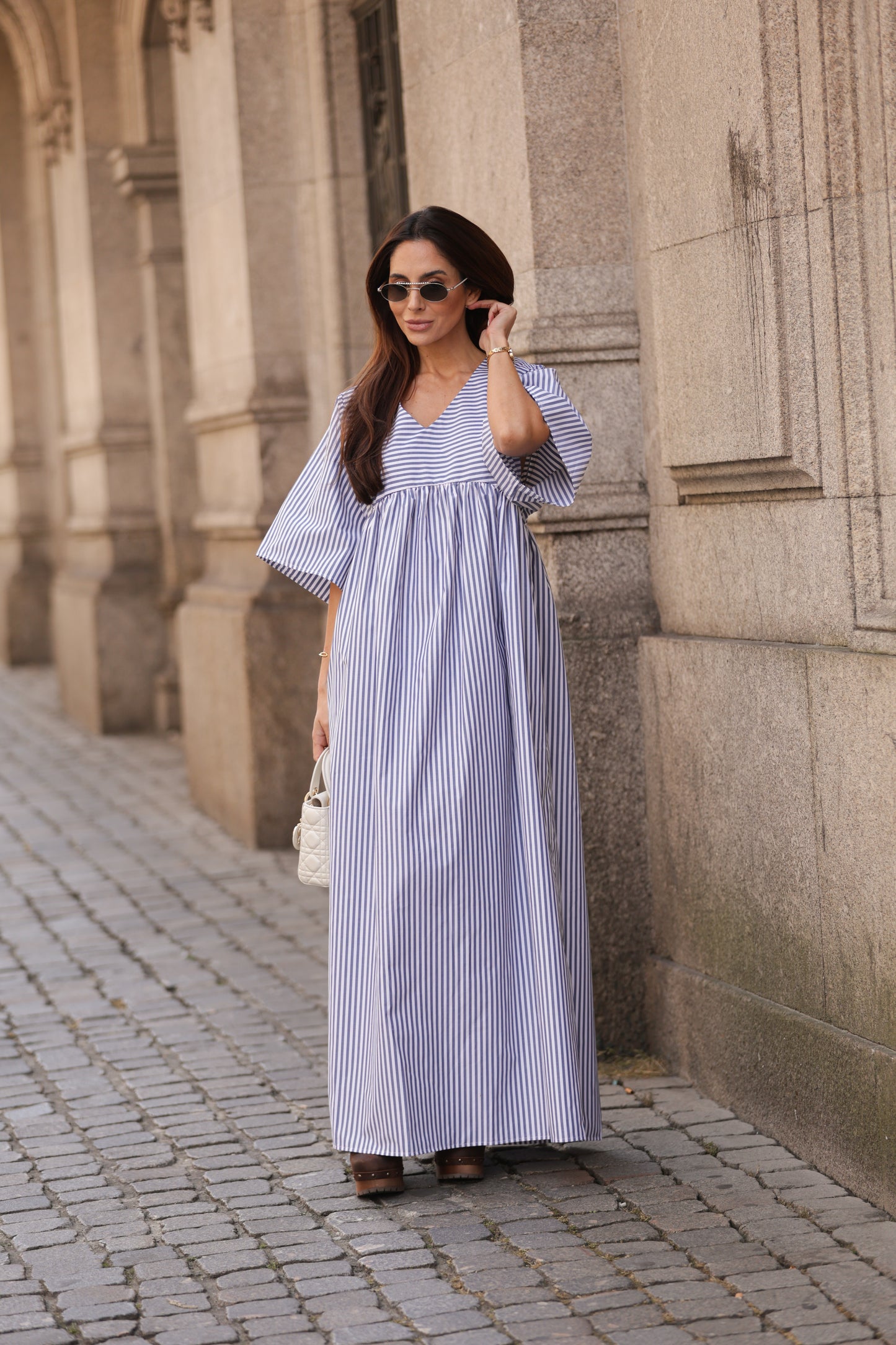 Vestido comprido riscas