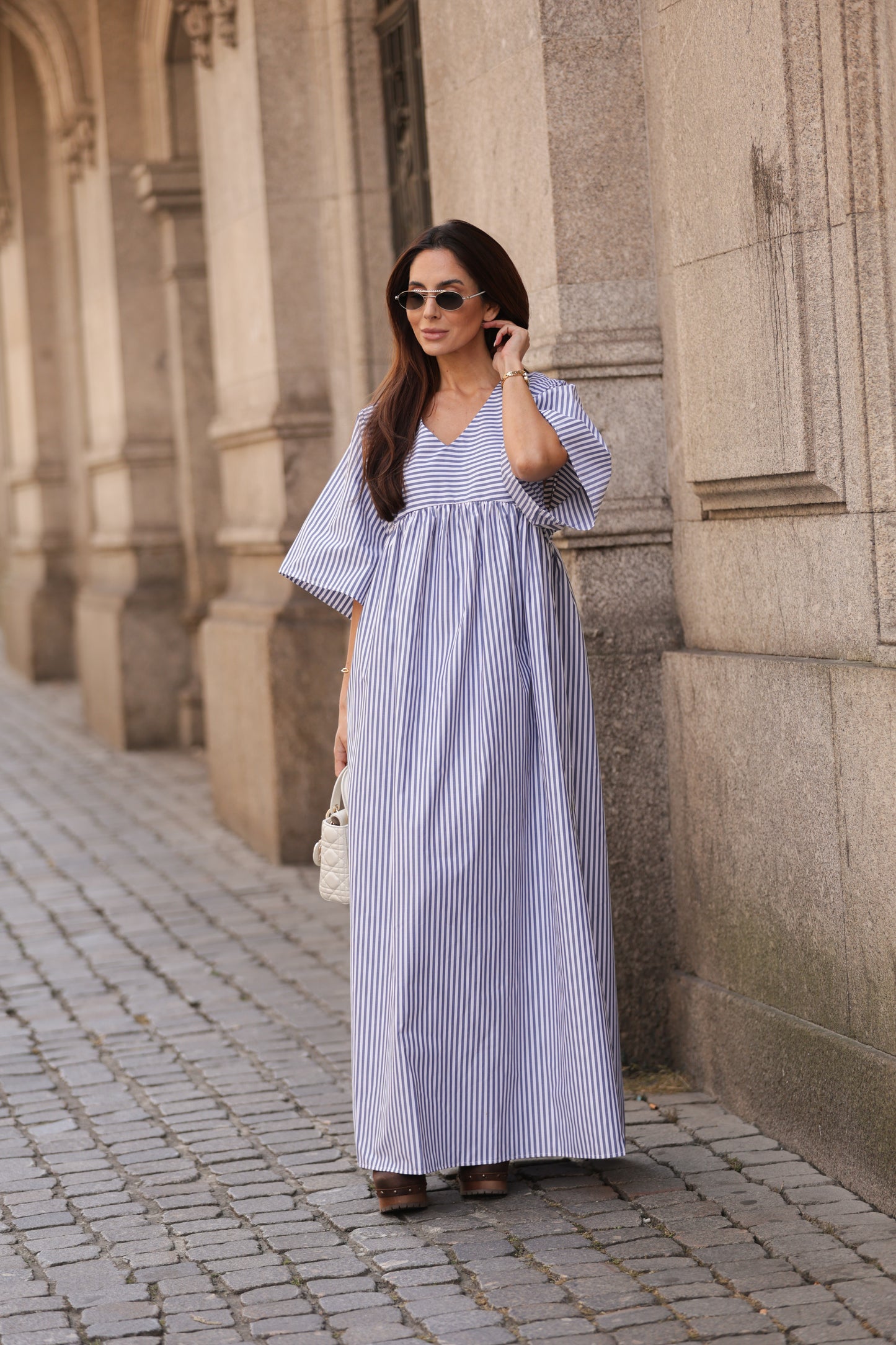 Vestido comprido riscas