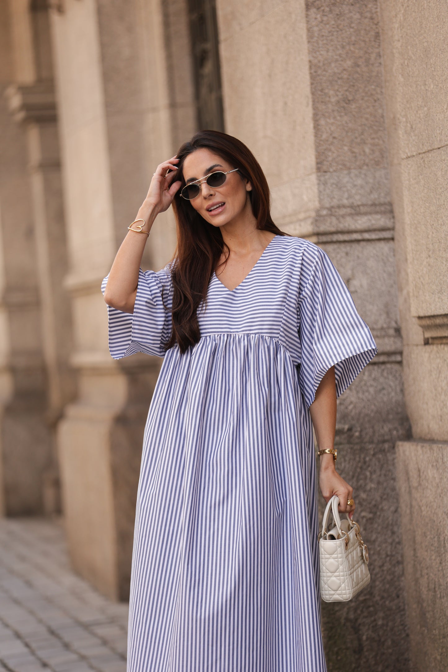 Vestido comprido riscas