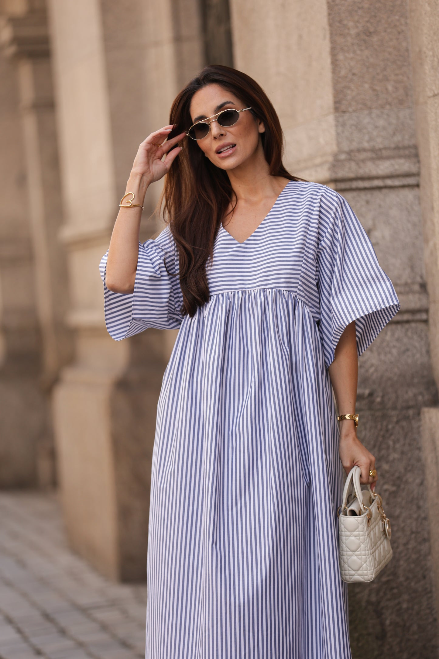 Vestido comprido riscas