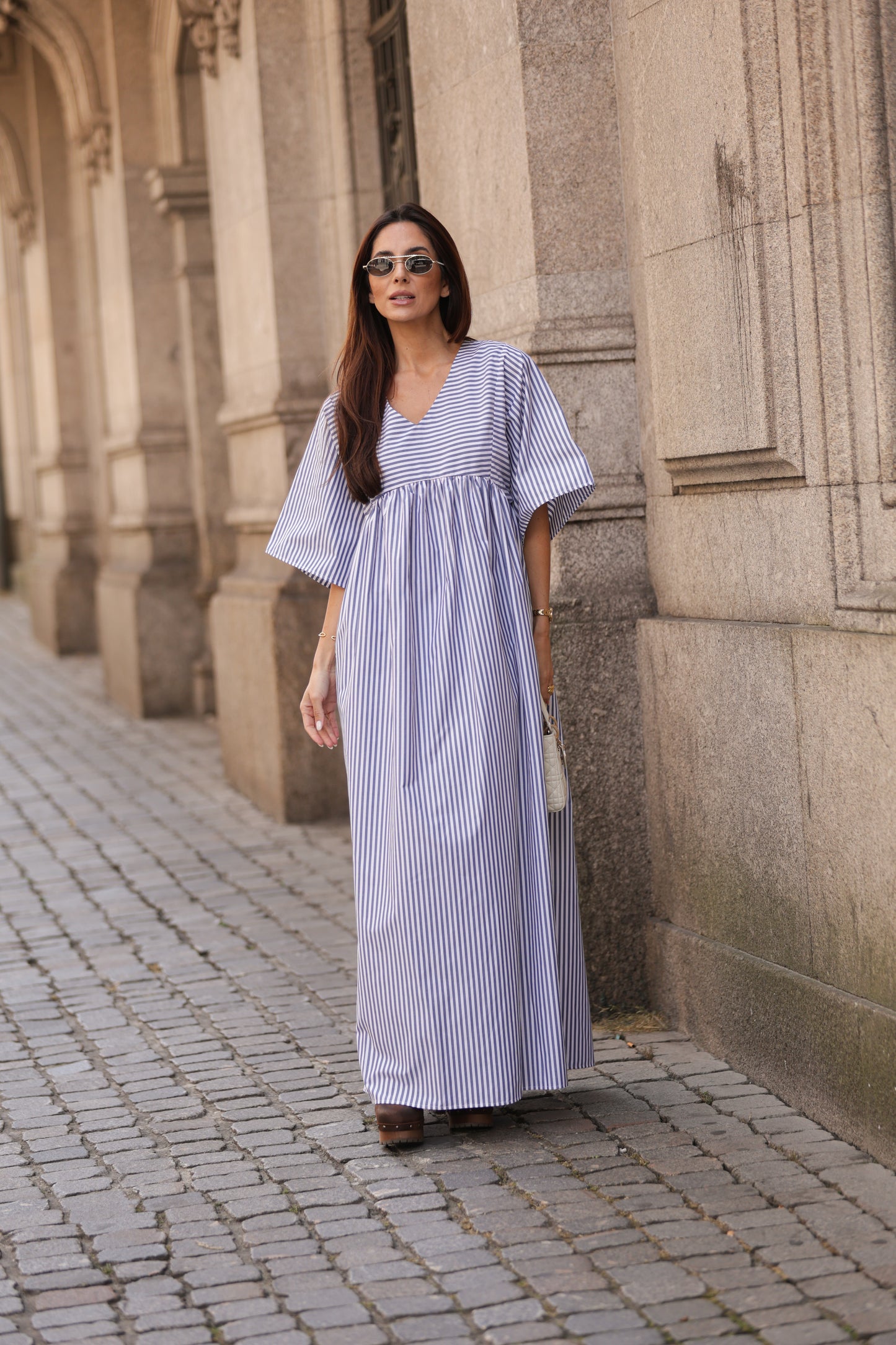 Vestido comprido riscas