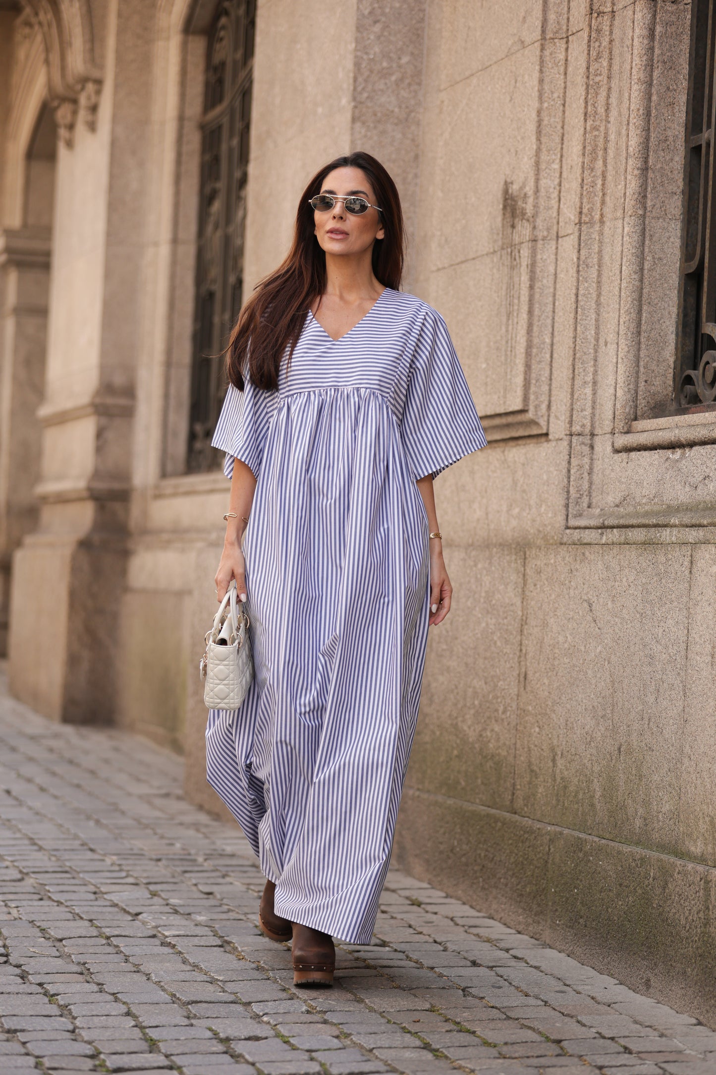 Vestido comprido riscas