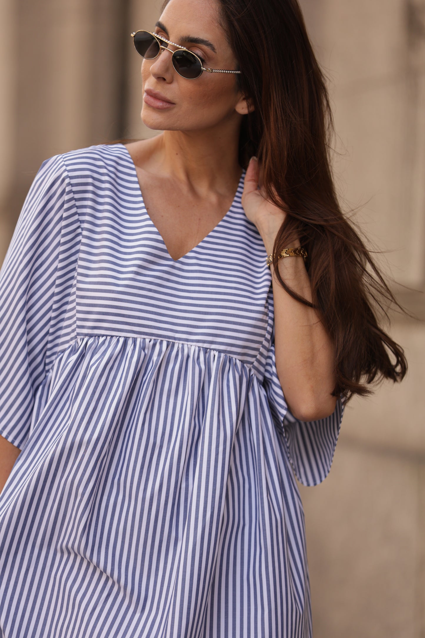 Vestido comprido riscas