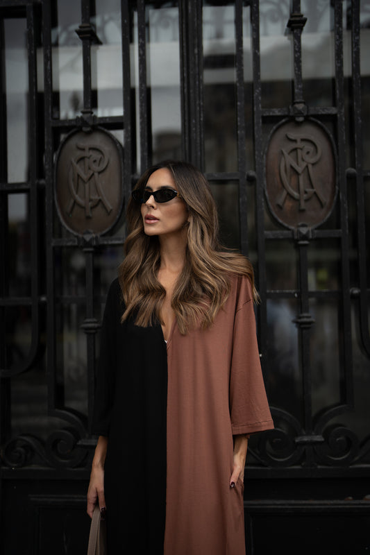 Vestido punto bicolor