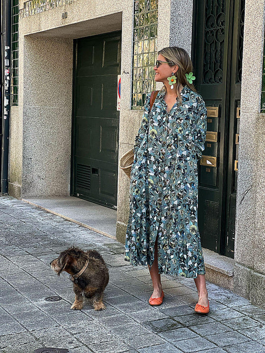 Vestido camiseiro com estampado floral