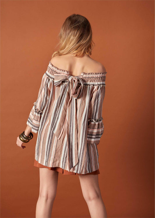 Blouse en lin avec nœud