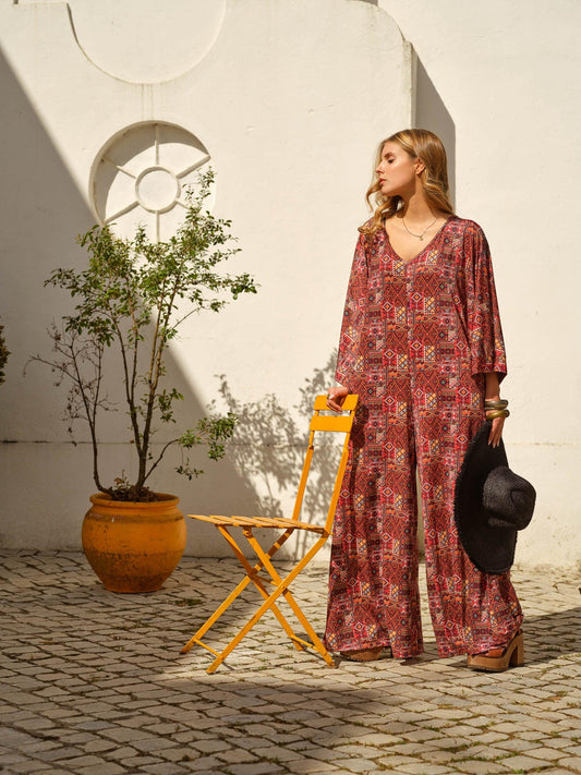 Printed long jumpsuit