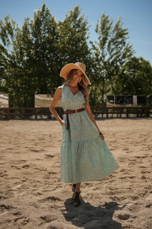 Vestido floral com folho