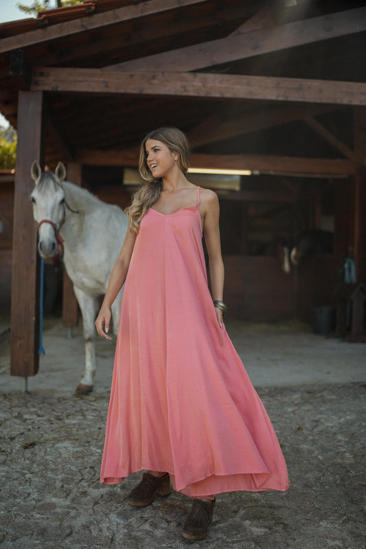 Vestido comprido com laço atrás