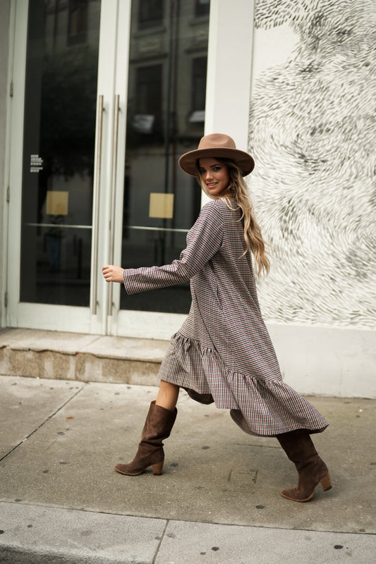 Checkered frill dress