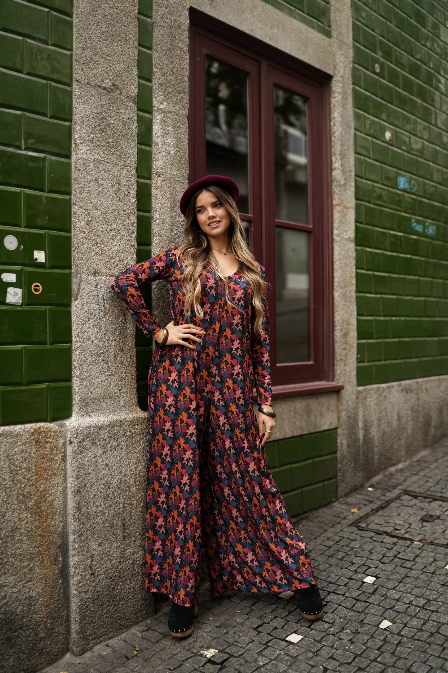 Printed long jumpsuit