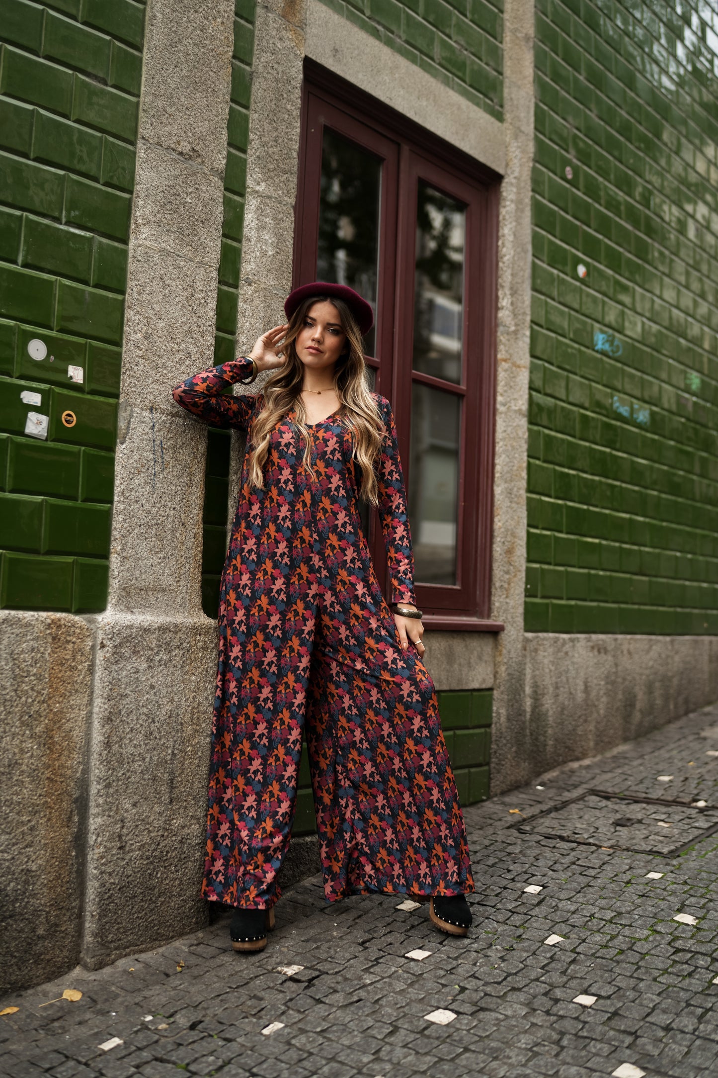 Printed long jumpsuit