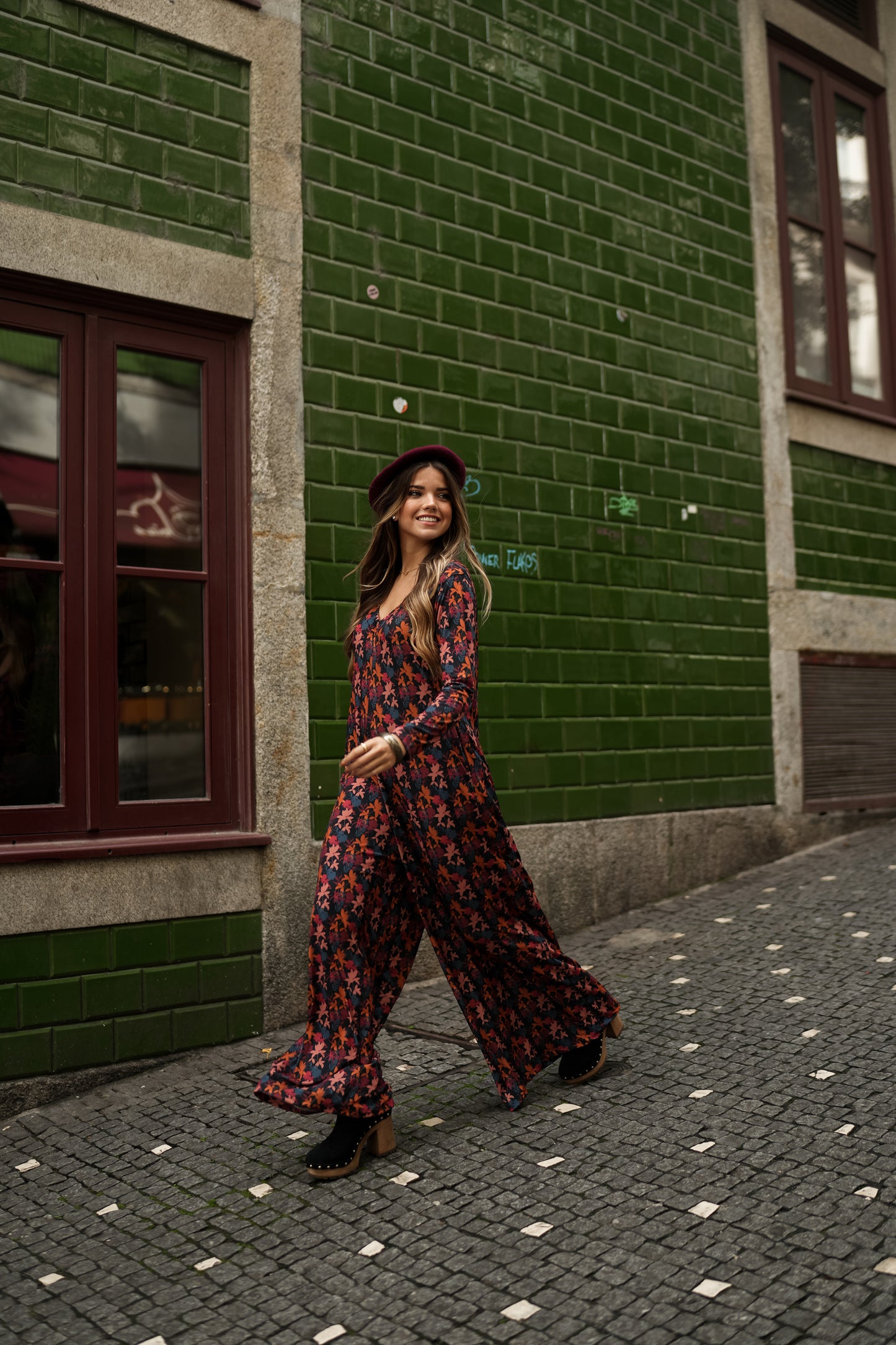 Printed long jumpsuit