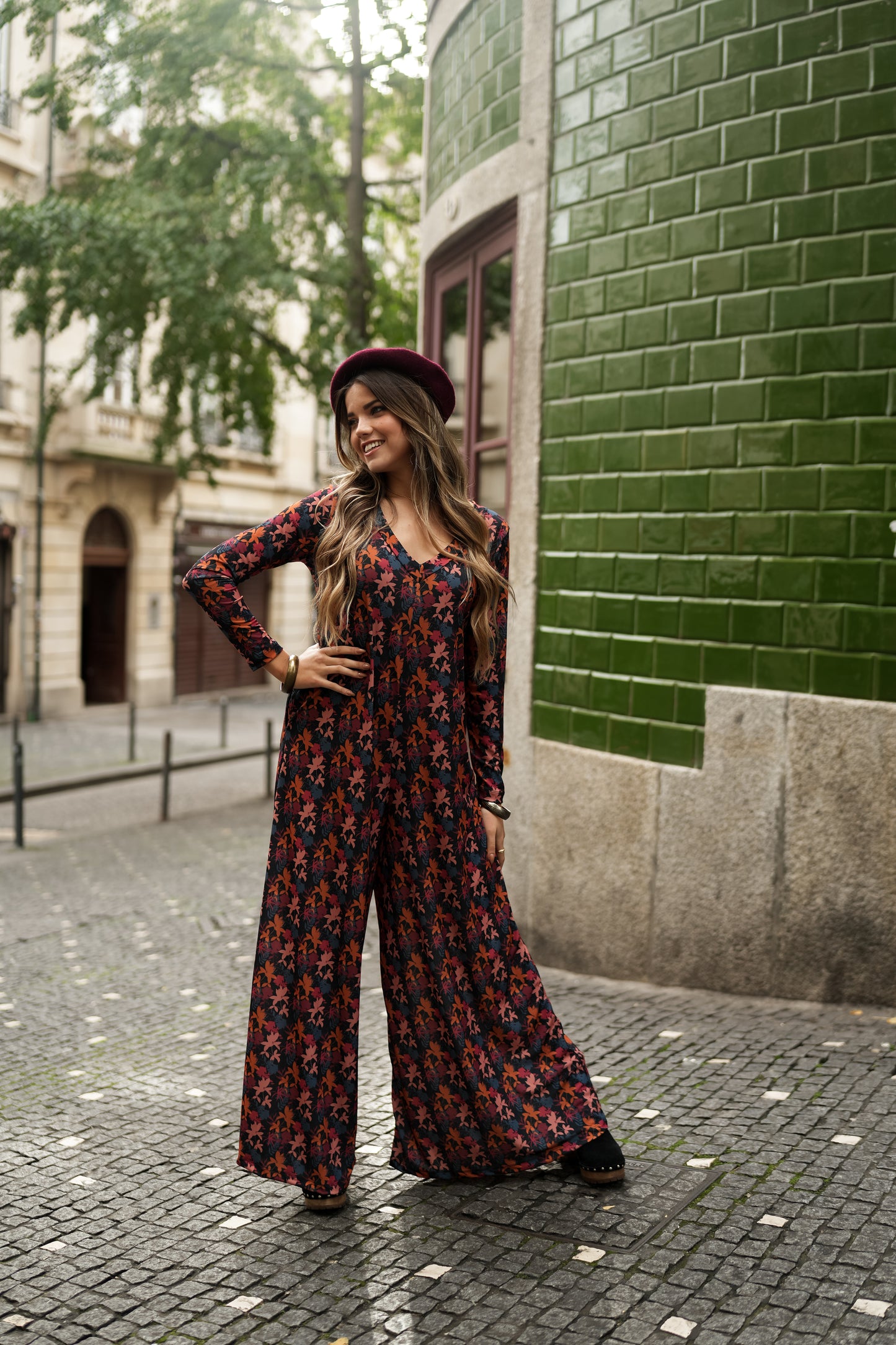 Printed long jumpsuit