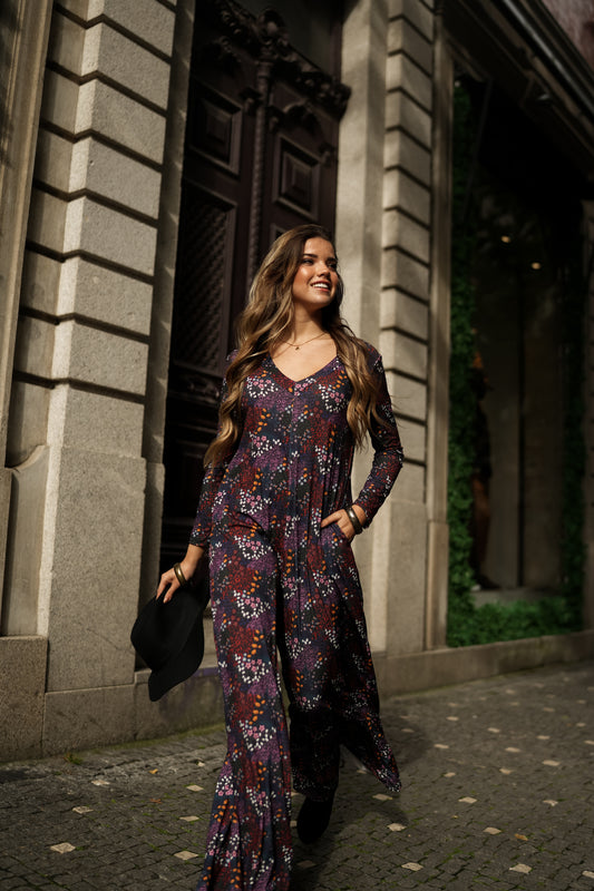 Printed long jumpsuit