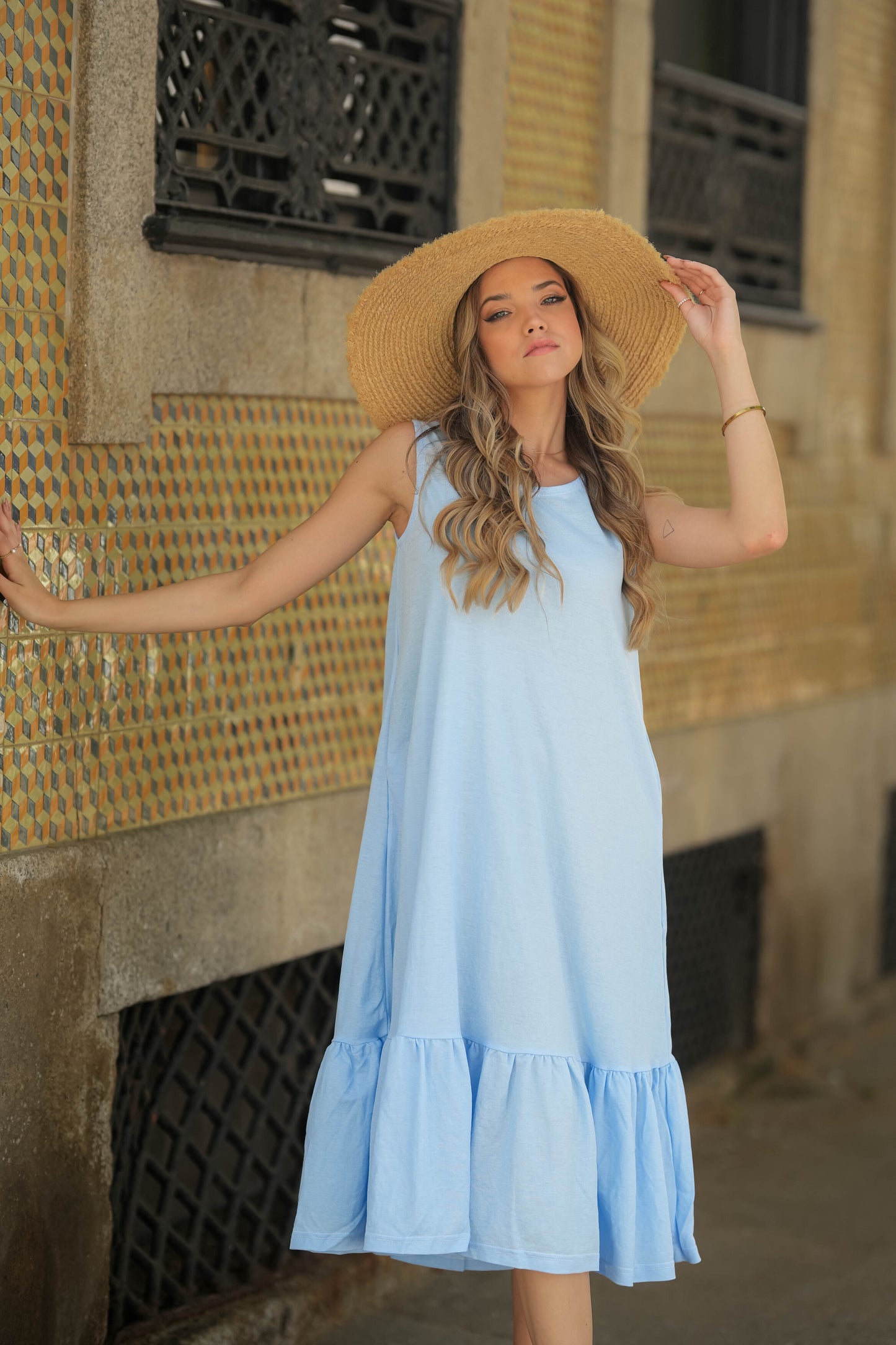 Dress with frill