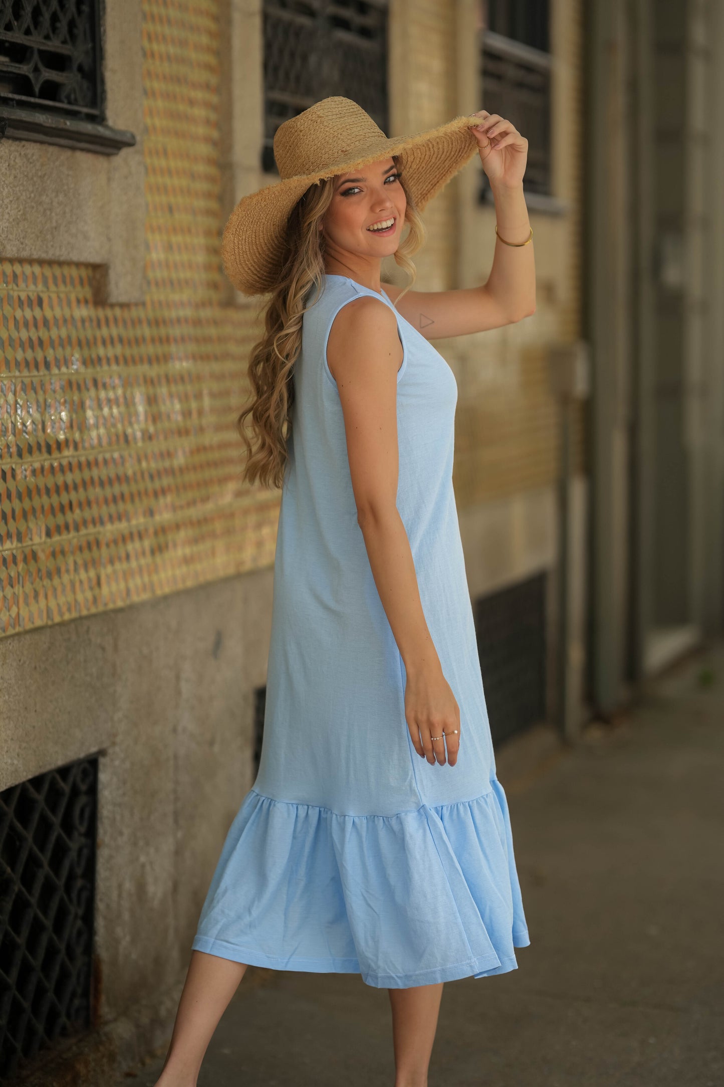 Dress with frill