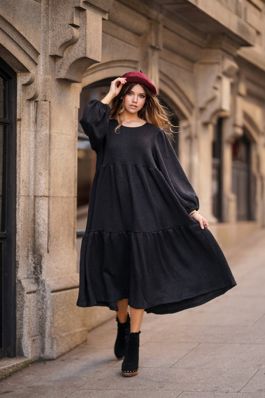 Long glitter knit dress