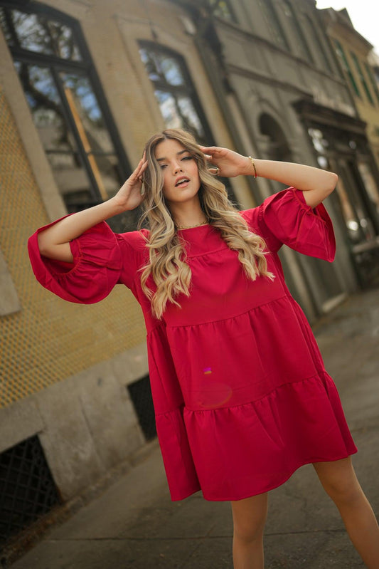 Short dress with ruffles