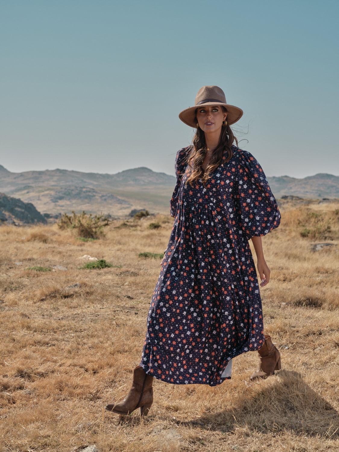 Vestido comprido estampado