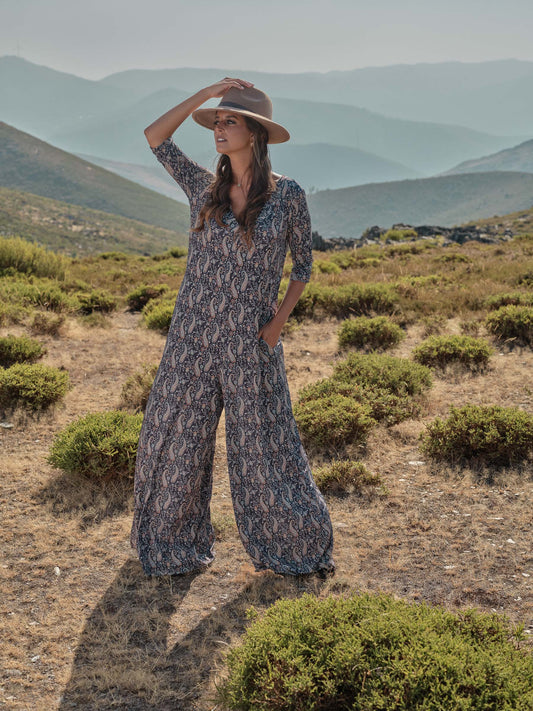 Printed long jumpsuit