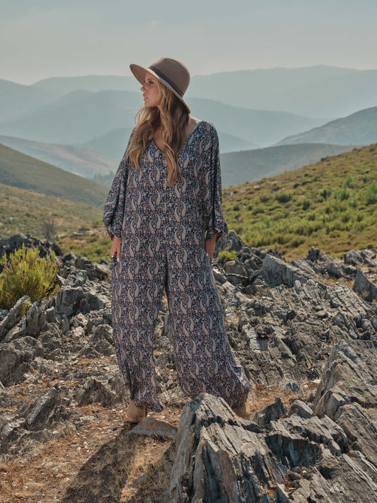 Printed long jumpsuit